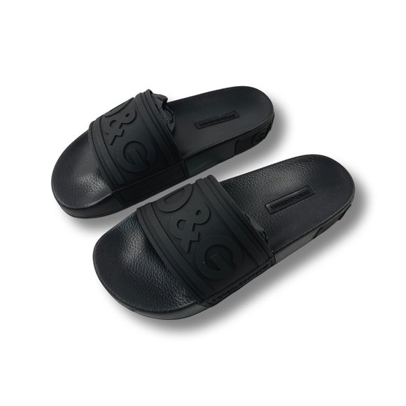 Dolce & Gabbana Noir Nero Logo Embossed Slides